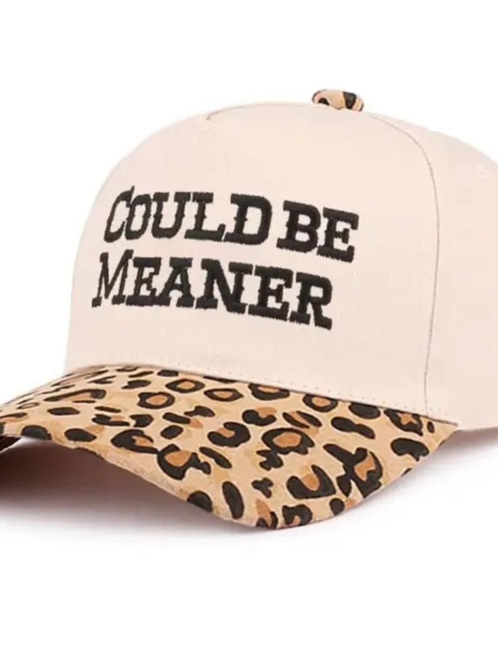 Could Be Meaner Beige Leopard Baseball Cap